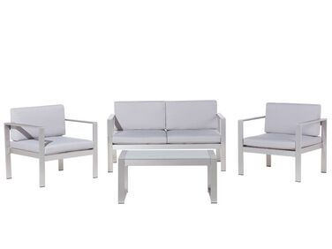 Loungeset met tafel 4-zits SALERNO Metaal Lichtgrijs