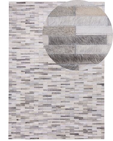 Vloerkleed AHILLI Grijs 160 x 230 cm Leer