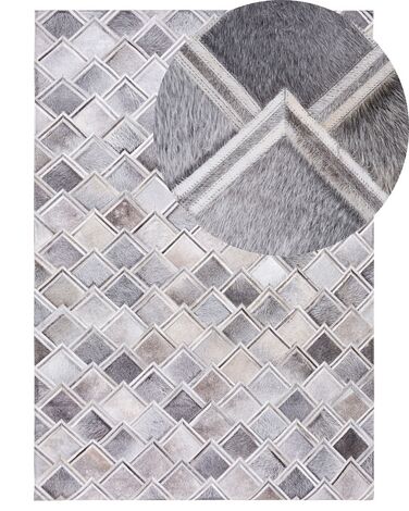 Vloerkleed AGACLI Grijs 160 x 230 cm Leer
