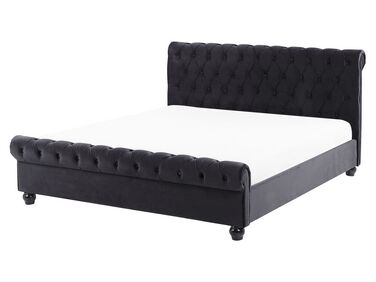 Bed Velvet AVALLON 160 x 200 cm (EU King Size) Black