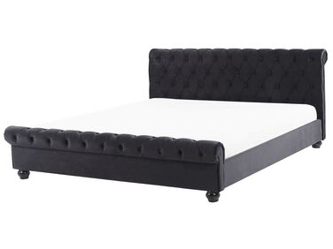 Bed Velvet AVALLON 180 x 200 cm (EU Super King) Black