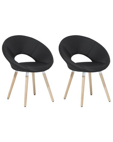 Set of 2 Dining Chairs ROSLYN Fabric Black