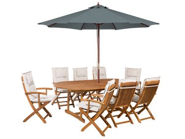 Tuinset 8-zits MAUI met parasol Acaciahout Gebroken wit