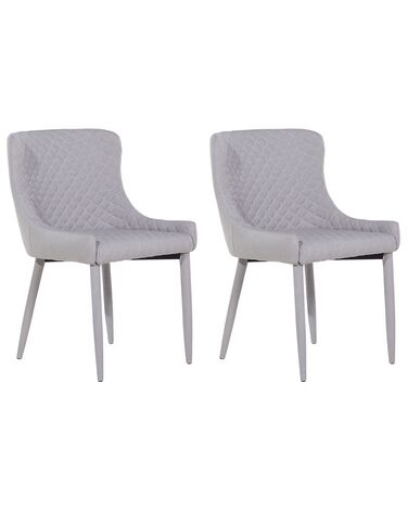 Set of 2 Dining Chairs SOLANO Fabric Light Grey