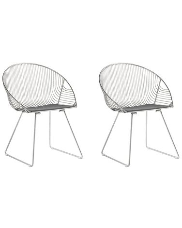 Set of 2 Dining Chairs AURORA Metal Silver