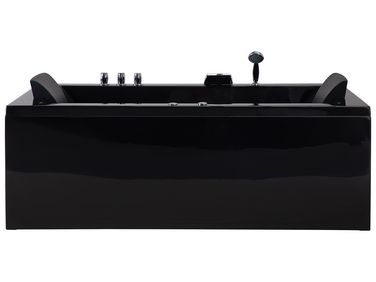 Hoek bubbelbad met LED VARADERO linkszijdig 183 x 90 cm Zwart