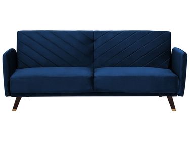 Sofa Bed 3 Seater SENJA Velvet Navy Blue