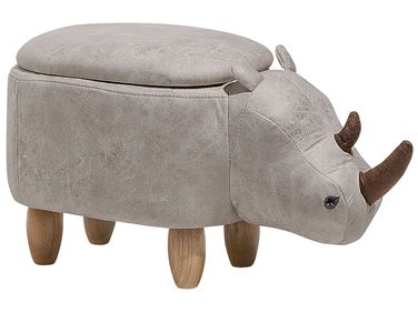 Tabouret de rangement animal RHINO Cuir PU Gris clair Rhinocéros