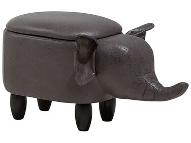 Tabouret de rangement animal ELEPHANT Cuir PU Gris foncé Éléphant