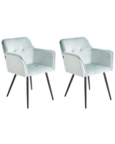 Set of 2 Dining Chairs JASMIN Velvet Mint Green
