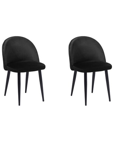 Set of 2 Dining Chairs VISALIA Velvet Black