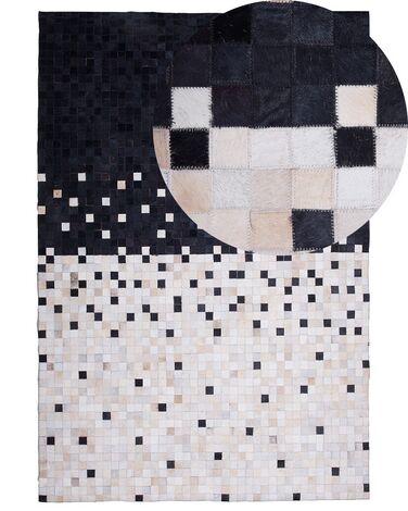 Vloerkleed ERFELEK Zwart 140 x 200 cm Leer