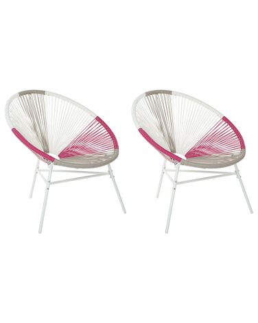 Set of 2 Garden Chairs ACAPULCO PE Rattan Fuchsia Pink