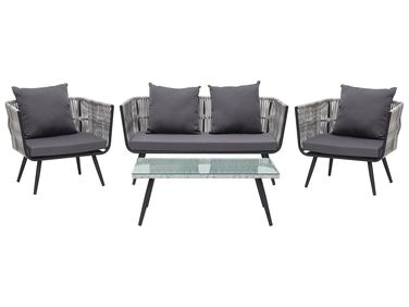 Loungeset met tafel 4-zits RAGUSA PE rotan Grijs