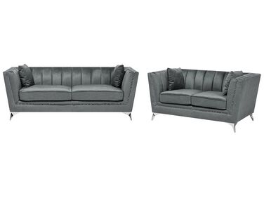 Living Room Set 5 Seater GAULA Velvet Grey