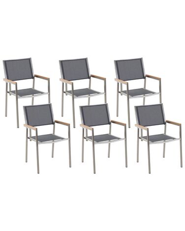 Set van 6 tuinstoelen GROSSETO Roestvrij staal Grijs