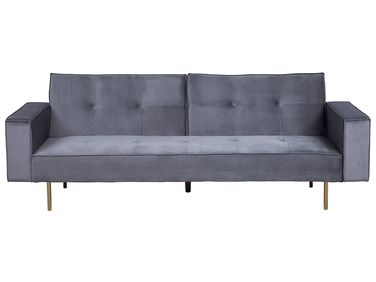 Sofa Bed 3 Seater VISNES Velvet Grey