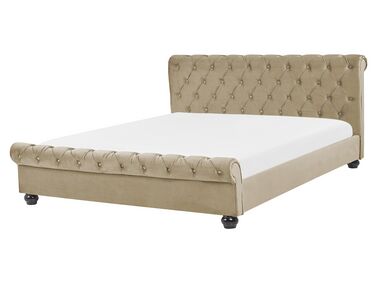 Bed Velvet AVALLON 160 x 200 cm (EU King Size) Beige