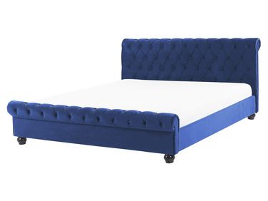 Bed Velvet AVALLON 160 x 200 cm (EU King Size) Navy Blue