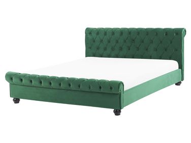 Bed Velvet AVALLON 160 x 200 cm (EU King Size) Emerald Green