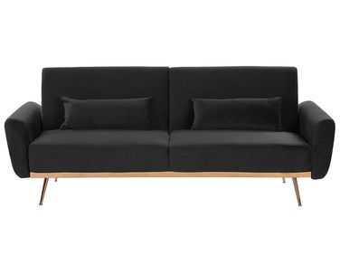 Sofa Bed 3 Seater EINA Velvet Black