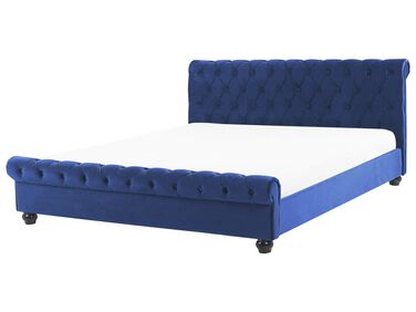 Bed Velvet AVALLON 180 x 200 cm (EU Super King) Navy Blue