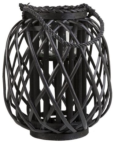 Lantern MAURITIUS Willow Wood 30 cm Black