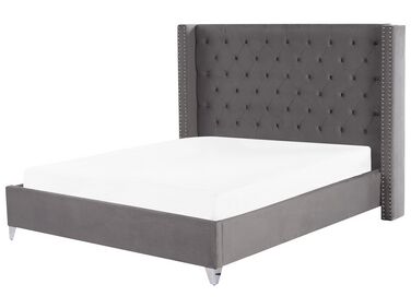 Bed Velvet LUBBON 180 x 200 cm (EU Super King) Grey