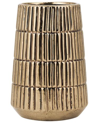 Decorative Vase QANAWAT Stoneware 22 cm Gold