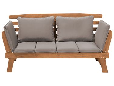 Tuinbank met zitkussen PORTICI 210 cm Eucalyptushout Lichtbruin/taupe