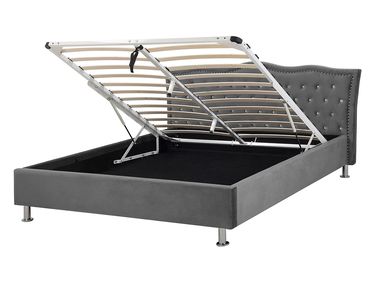 Ottoman Bed Velvet METZ 140 x 200 cm (EU Double) Dark Grey