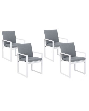 Set of 4 Garden Chairs with Cushions PANCOLE Fabric Grey