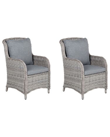 Set van 2 stoelen met zitkussen CASCAIS PE rotan Grijs