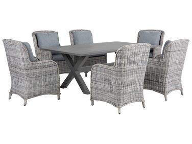 Tuinset 6-zits CASCAIS met kussens PE rotan Grijs