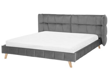 Bed Velvet SENLIS 180 x 200 cm (EU Super King) Grey