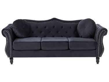 Sofa 3 Seater SKIEN Velvet Black
