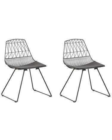 Set of 2 Dining Chairs HARLAN Metal Black