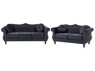 Living Room Set 5 Seater SKIEN Velvet Black