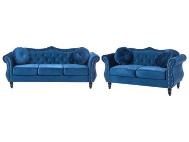 Bankenset 5-zits SKIEN Fluweel Marineblauw