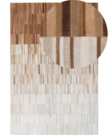 Vloerkleed YAGDA Beige 140 x 200 cm Leer