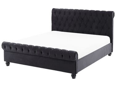 Bed Velvet AVALLON 140 x 200 cm (EU Double) Black