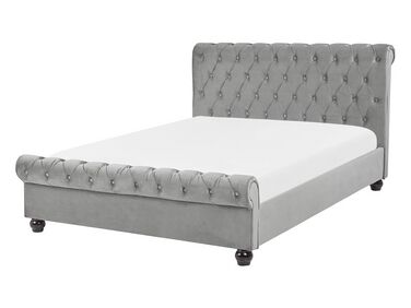 Bed Velvet AVALLON 140 x 200 cm (EU Double) Grey