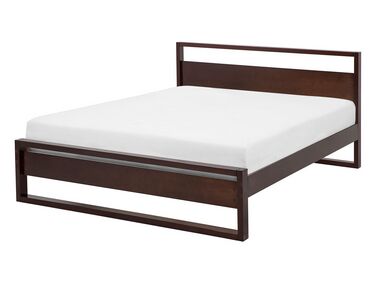 Bed Pine Wood GIULIA 140 x 200 cm (EU Double) Dark Brown