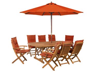 Tuinset 8-zits MAUI met parasol Acaciahout Donkerrood