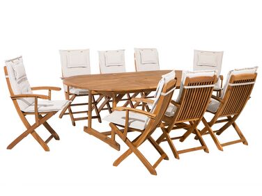 Tuinset 8-zits MAUI met kussens Acaciahout Gebroken wit