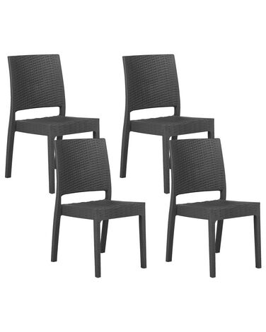 Set van 4 tuinstoelen FOSSANO Synthetisch materiaal Grafietgrijs