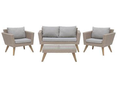 Loungeset met tafel 4-zits VITTORIA PE rotan Grijs