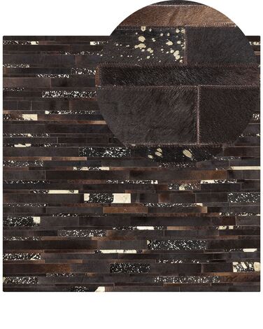 Vloerkleed ARTVIN Bruin 200 x 200 cm Leer
