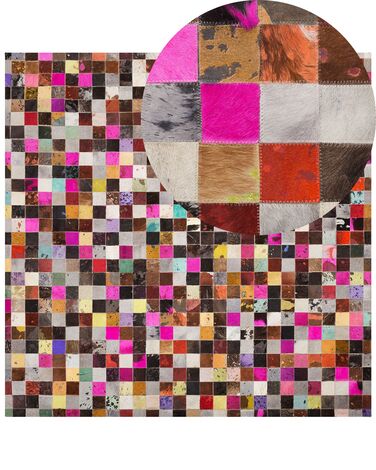 Tapis ENNE Multicolore 200 x 200 cm Cuir