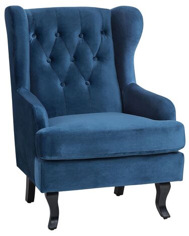 Wingback Chair ALTA Velvet Dark Blue